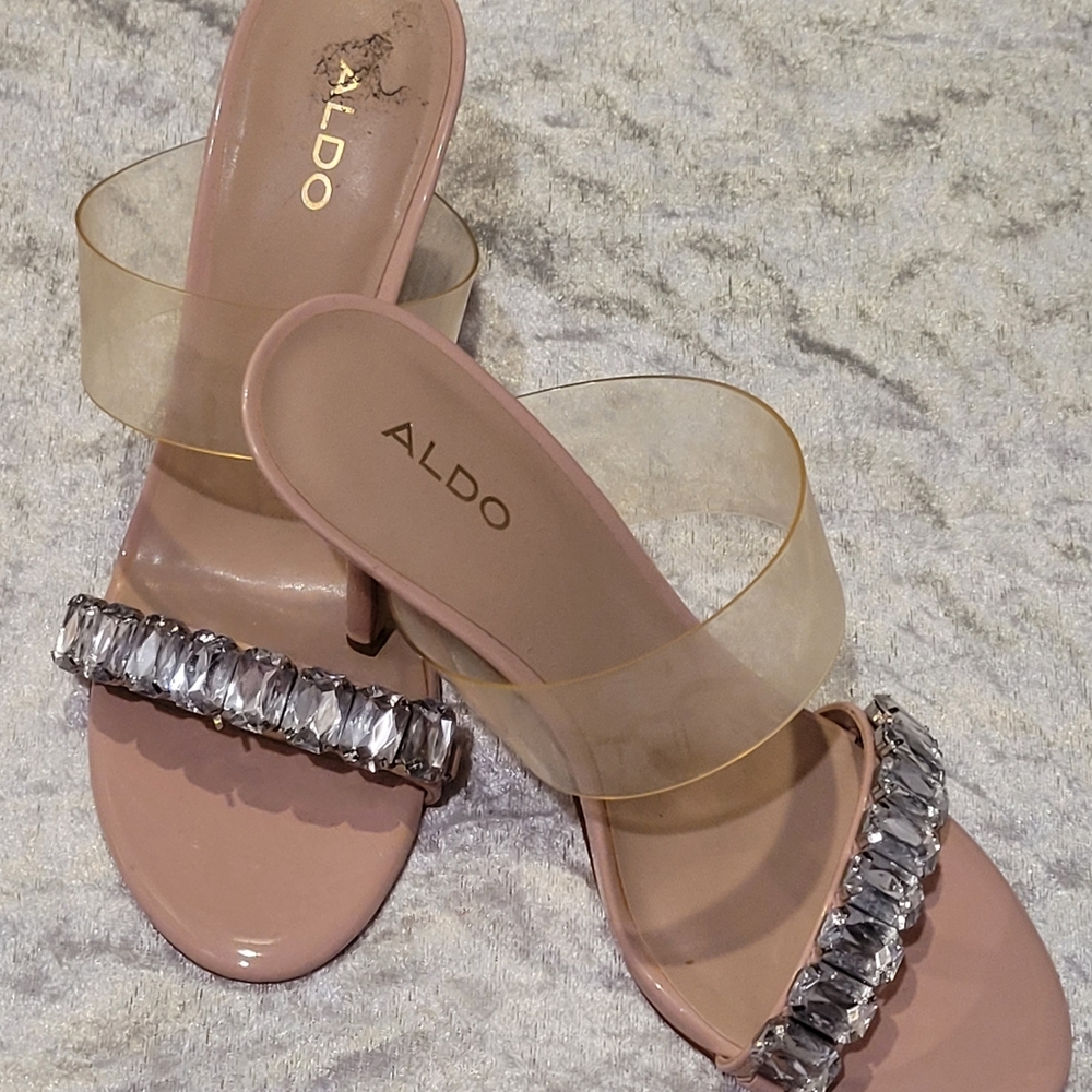 ALDO Women's Pink Sandals with Crystal Embellishments